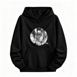 Anime Violin Girl Hoodie Unisex Artistic Design Black Sweatshirt
