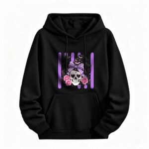 Halloween Skull Witch Hoodie Women Men Gothic Rose Print Hooded Sweatshirt