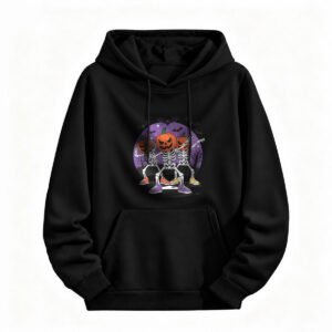 Halloween Skeleton Pumpkin Hoodie for Men or Women Spooky Party Wear