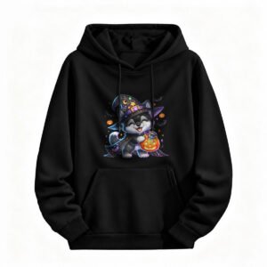 Halloween Witch Dog Hoodie for Men or Women Cute Pet Print Sweatshirt