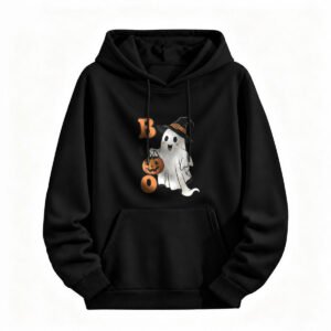 Halloween Ghost Hoodie for Men or Women BOO Print Cute Spooky Sweatshirt