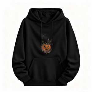 Halloween Pumpkin Cat Hoodie for Men or Women Spooky Party Wear
