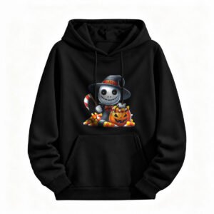 Halloween Skeleton Witch Hoodie for Men or Women Cute Pumpkin Candy Design