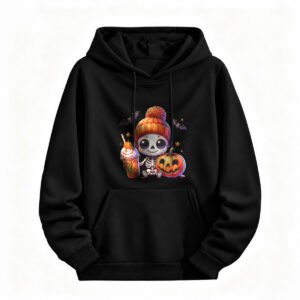 Cute Halloween Skeleton Hoodie for Men or Women Spooky Pumpkin Design