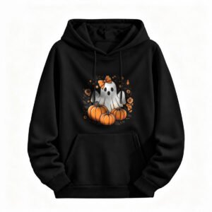 Cute Ghost Pumpkin Halloween Hoodie for Men or Women