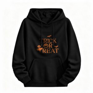 Halloween Trick or Treat Hoodie for Men or Women Spooky Pumpkin Bat Design