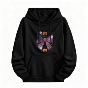 Halloween Butterfly Hoodie for Men or Women Spooky Pumpkin Skull Design