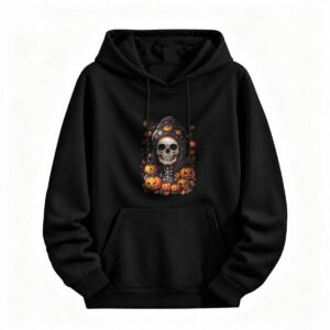 Halloween Skull Pumpkin Hoodie for Men or Women Spooky Festival Wear