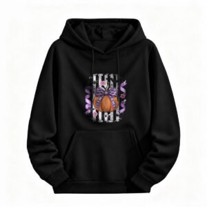 Halloween Pumpkin Hoodie for Men or Women Purple Bow Design