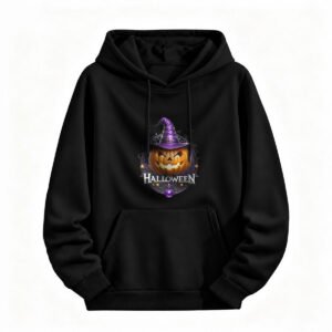 Halloween Pumpkin Witch Hat Hoodie for Men or Women Spooky Costume Sweatshirt