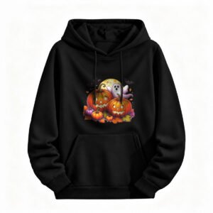 Halloween Pumpkin Ghost Hoodie for Men or Women Spooky Season Costume Sweatshirt