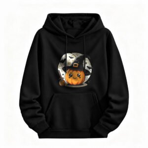 Cute Halloween Pumpkin Witch Hoodie for Men or Women