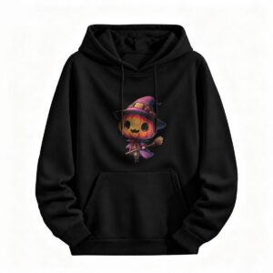 Cute Pumpkin Witch Halloween Hoodie for Men or Women