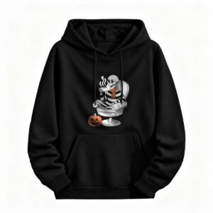 Halloween Skeleton Drinking Coffee Hoodie for Men or Women