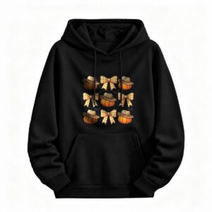 Halloween Pumpkin Pilgrim Hat Hoodie for Men or Women Fall Festival Wear