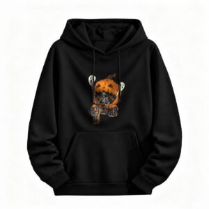 Halloween Pumpkin Skeleton Motorcycle Hoodie for Men or Women