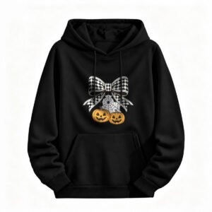 Halloween Pumpkin Bow Hoodie for Men or Women Spooky Costume Party Wear