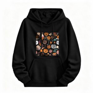 Halloween Candy Print Hoodie for Men or Women Cute Pumpkin Design
