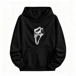 Halloween Ghost Face Hoodie Men Women Black Sweatshirt Spooky Costume Gift