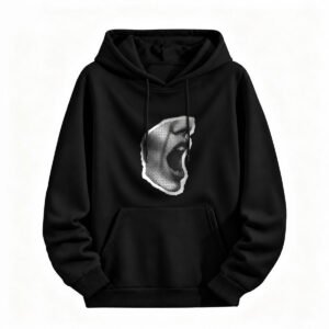 Halloween Screaming Face Hoodie for Men or Women Black Graphic Sweatshirt