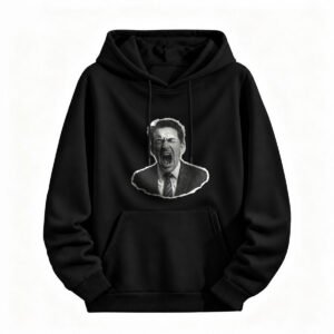 Men's Women's Black Hoodie with Iconic Screaming Face Print Halloween Gift