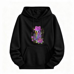 Halloween Ghost Hoodie Women Men Floral Octopus Print Sweatshirt