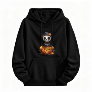 Halloween Skeleton Pumpkin Hoodie for Men or Women Spooky Costume Gift