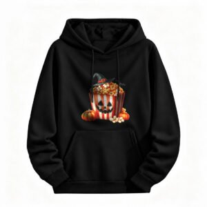 Halloween Popcorn Pumpkin Hoodie for Men or Women Spooky Gift