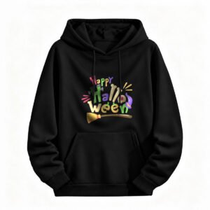 Happy Halloween Hoodie for Men or Women Festive Witch Broom Design