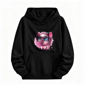 Cute Pink Pig with Sunglasses Hoodie for Men or Women Halloween Gift