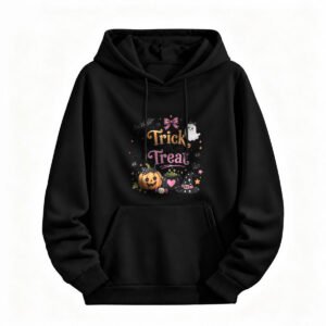 Halloween Trick or Treat Hoodie for Men or Women Cute Pumpkin Ghost Design