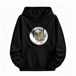 Cute Mummy Halloween Hoodie for Men or Women Funny Cartoon Print Sweatshirt