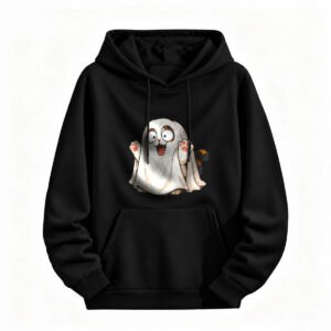 Cute Ghost Bunny Halloween Hoodie for Men or Women Funny Animal Print Sweatshirt