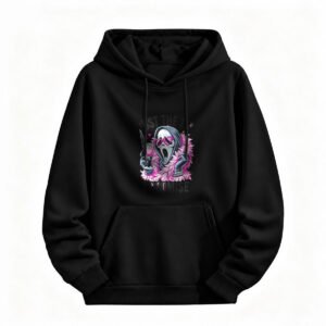 Halloween Ghost Hoodie with Pink Glasses and Feather Scarf for Men or Women