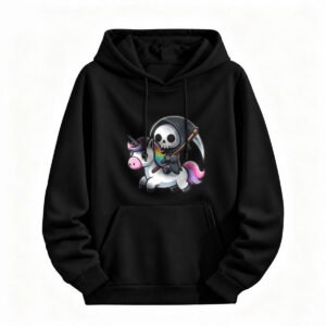 Grim Reaper Riding Unicorn Hoodie Halloween Funny Gift for Men or Women