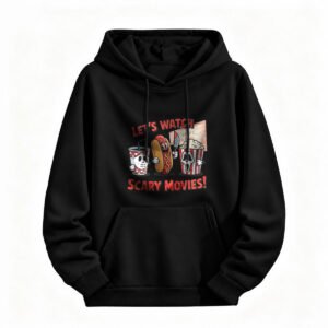 Halloween Horror Movie Hoodie Let's Watch Scary Movies Men Women Cute Cartoon Print Sweatshirt