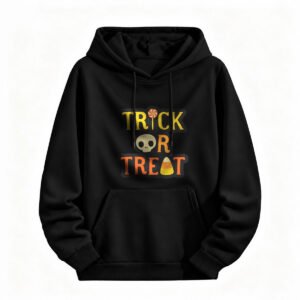 Trick or Treat Halloween Hoodie for Men or Women Black Spooky Sweatshirt