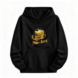 Trick or Beer Halloween Hoodie for Men or Women Funny Pumpkin Beer Design