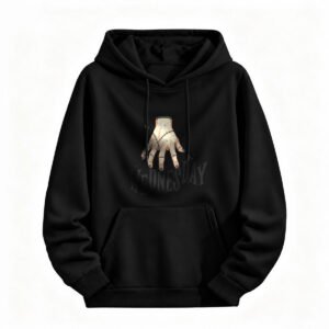 Wednesday Addams Hand Print Hoodie Halloween Gothic Unisex Sweatshirt