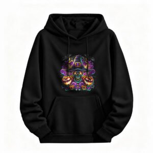 Halloween Witch Skull Hoodie for Men or Women Spooky Pumpkin Design