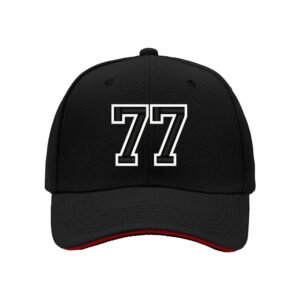 Black Baseball Cap with Number 77 for Men Women Sports Gift
