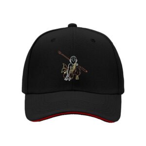 Black Baseball Cap with Anime Character Embroidery for Men and Women Gift Wear
