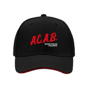 ACAB Resist Police Violence Mens Baseball Cap Black Red Print Hat