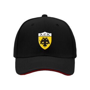 AEK FC Men's Baseball Cap Black Yellow Logo Sport Gift Hat