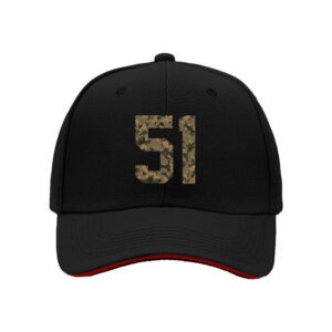 Men's Black Baseball Cap Camo Number 51 Design Gift for Him