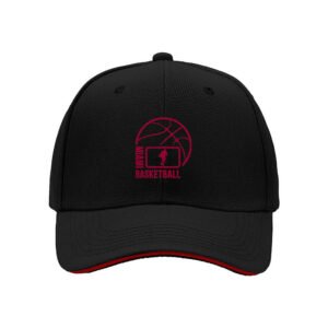 Men's Black Basketball Cap with Red Logo for Sports Fans Gift