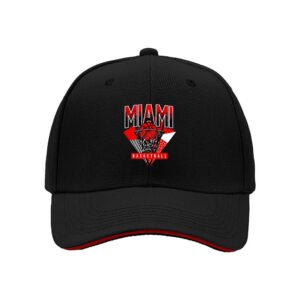 Miami Basketball Men's Baseball Cap Black Red Logo Hat Gift Sport Wear