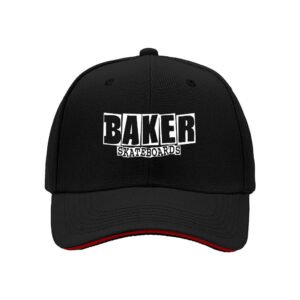 Baker Skateboards Men's Baseball Cap Black Red Trim Gift