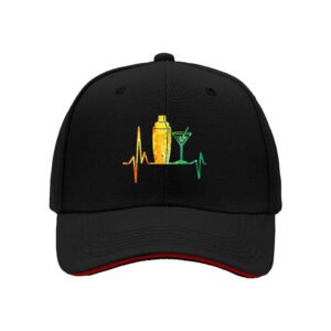 Cocktail Heartbeat Design Baseball Cap for Men Women Gift
