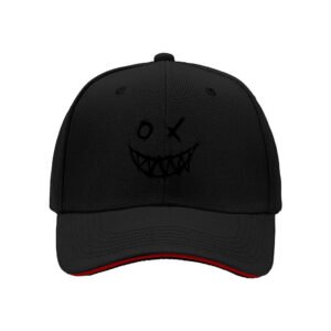 Black Baseball Cap with Creepy Smile Design for Men Women Casual Gift